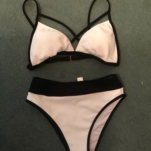 black and white cup she bikini set NWT